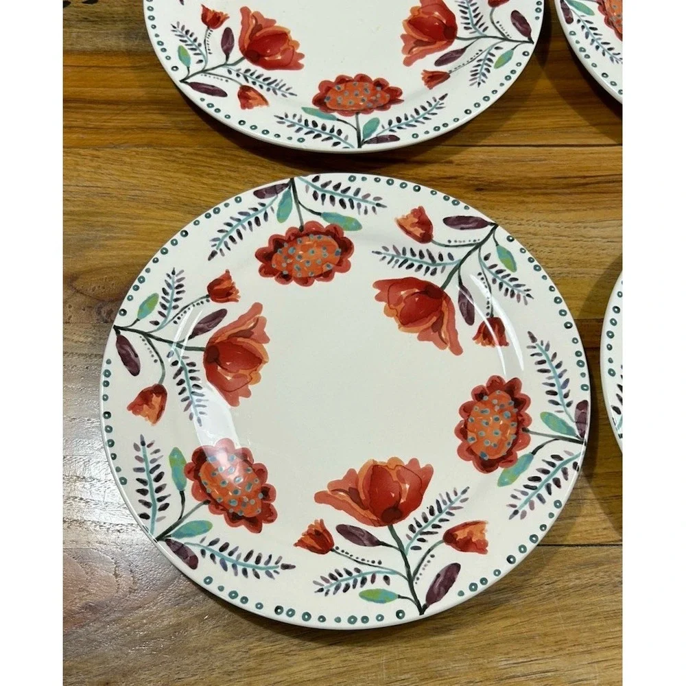 Set‎ of 4 Pier 1 AYANA Red Boho Flowers Poppies/Peonies 11